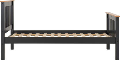 Monaco 3' High End Bed - Dark Grey/Oak Effect