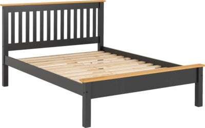 Monaco 4' Low End Bed - Dark Grey/Oak Effect