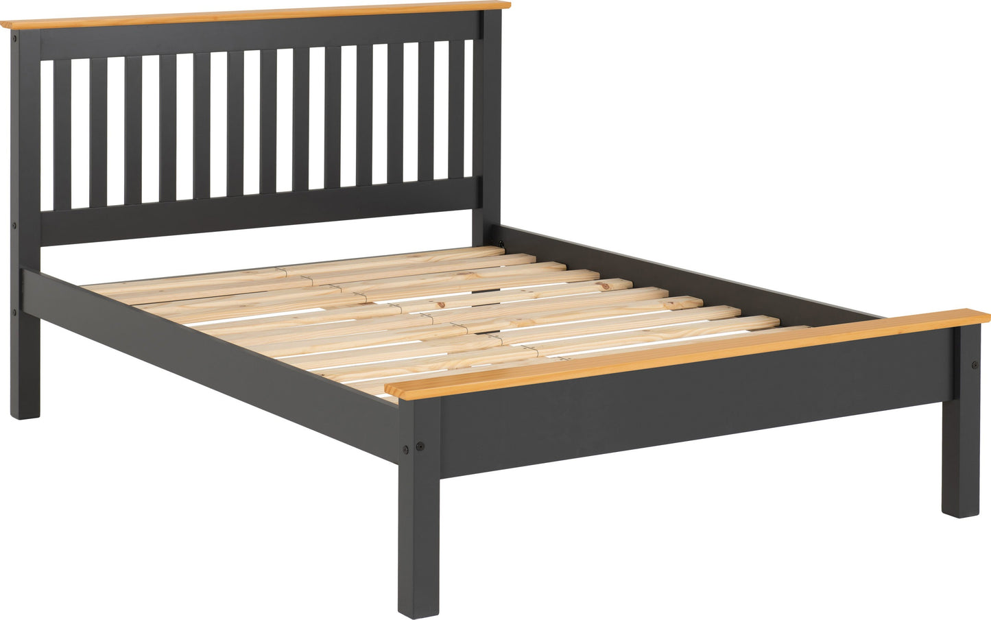 Monaco 5' Low End Bed - Dark Grey/Oak Effect