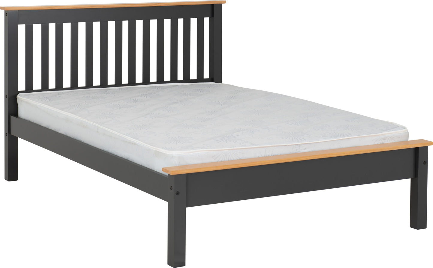 Monaco 4'6" Low End Bed - Dark Grey/Oak Effect