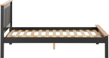 Monaco 5' Low End Bed - Dark Grey/Oak Effect