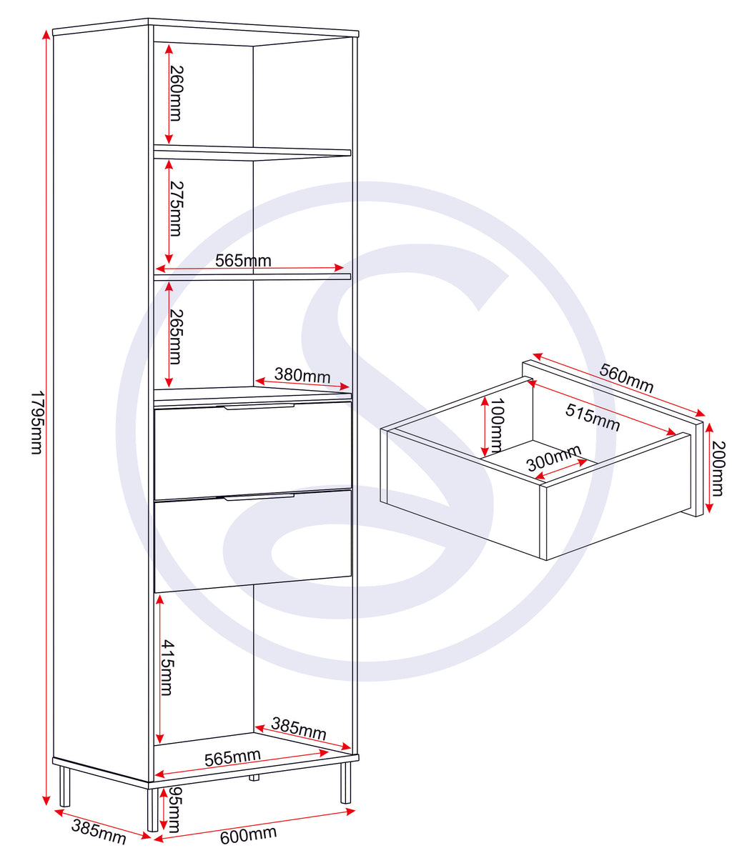 Madrid Bookcase - Black/Acacia Effect