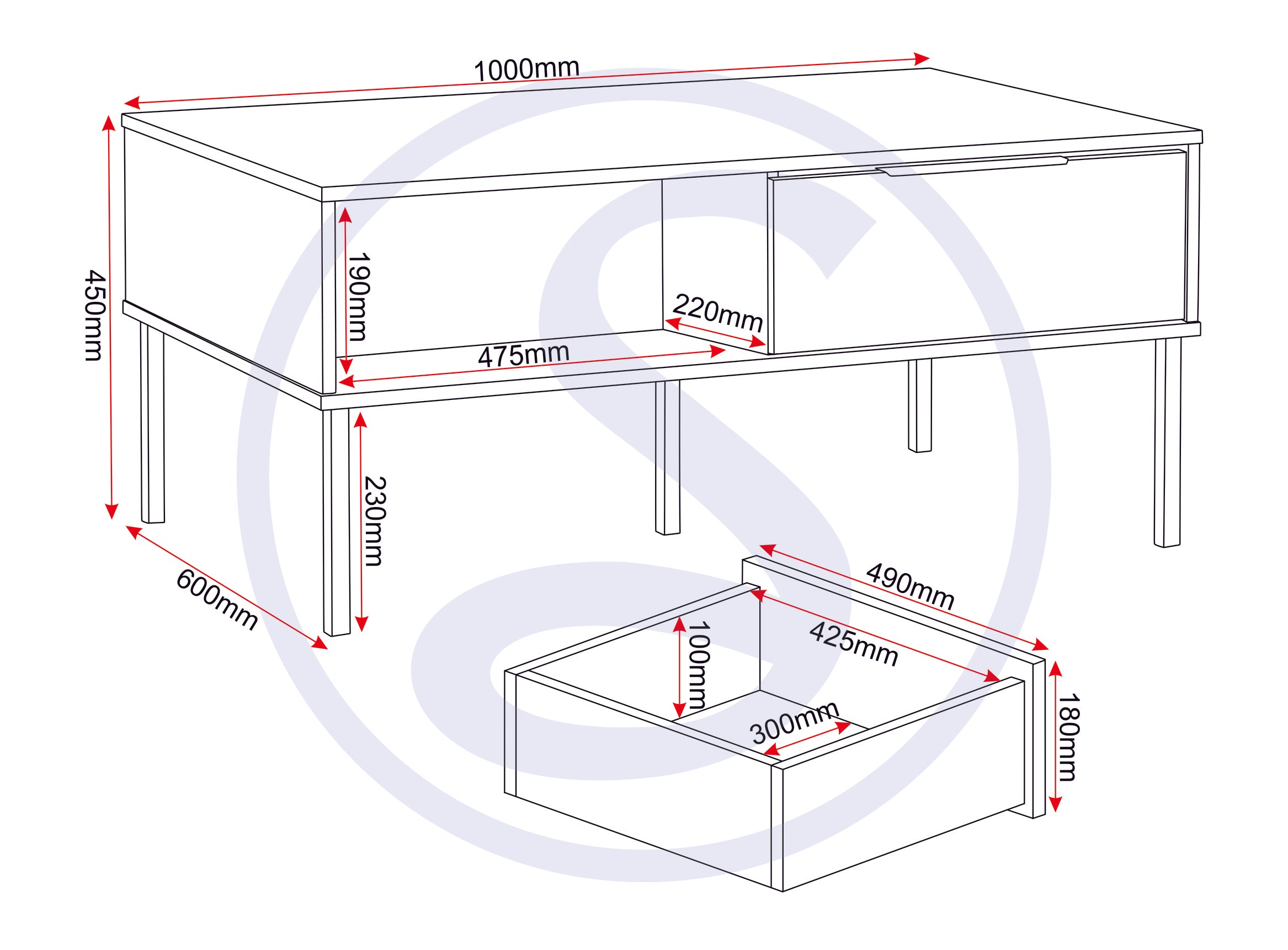 Madrid Coffee Table - Black/Acacia Effect