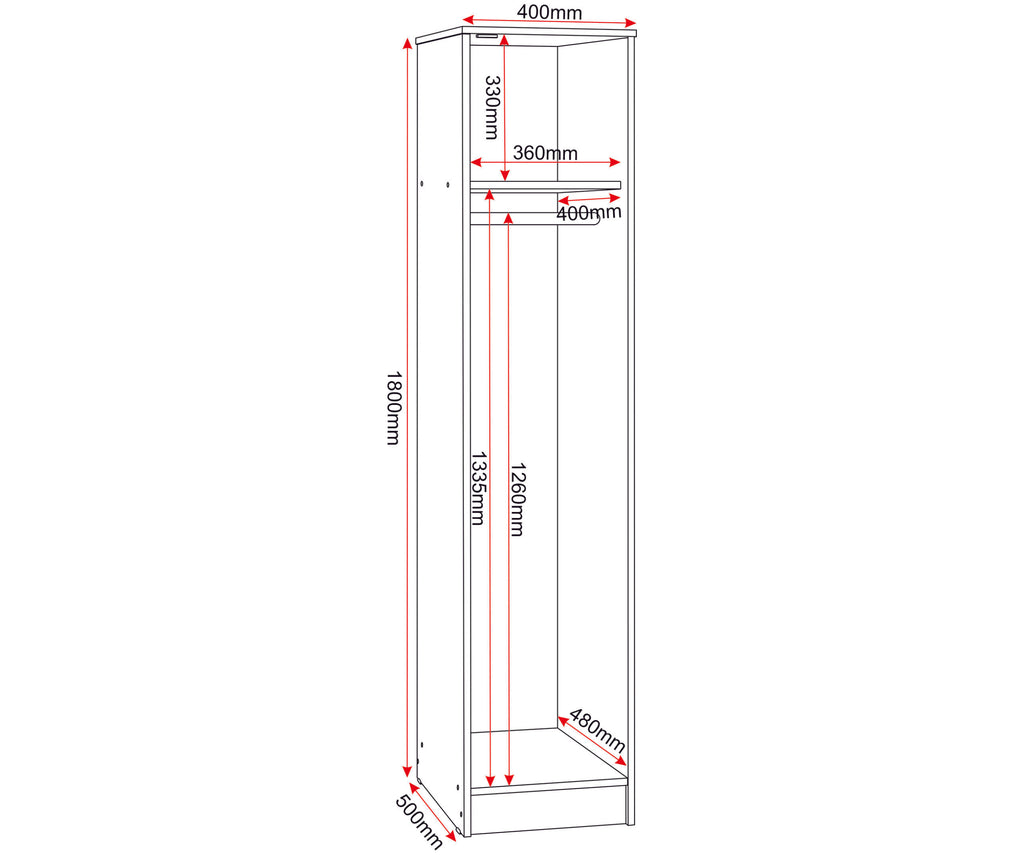 Malvern 1 Door Wardrobe - Urban Snow