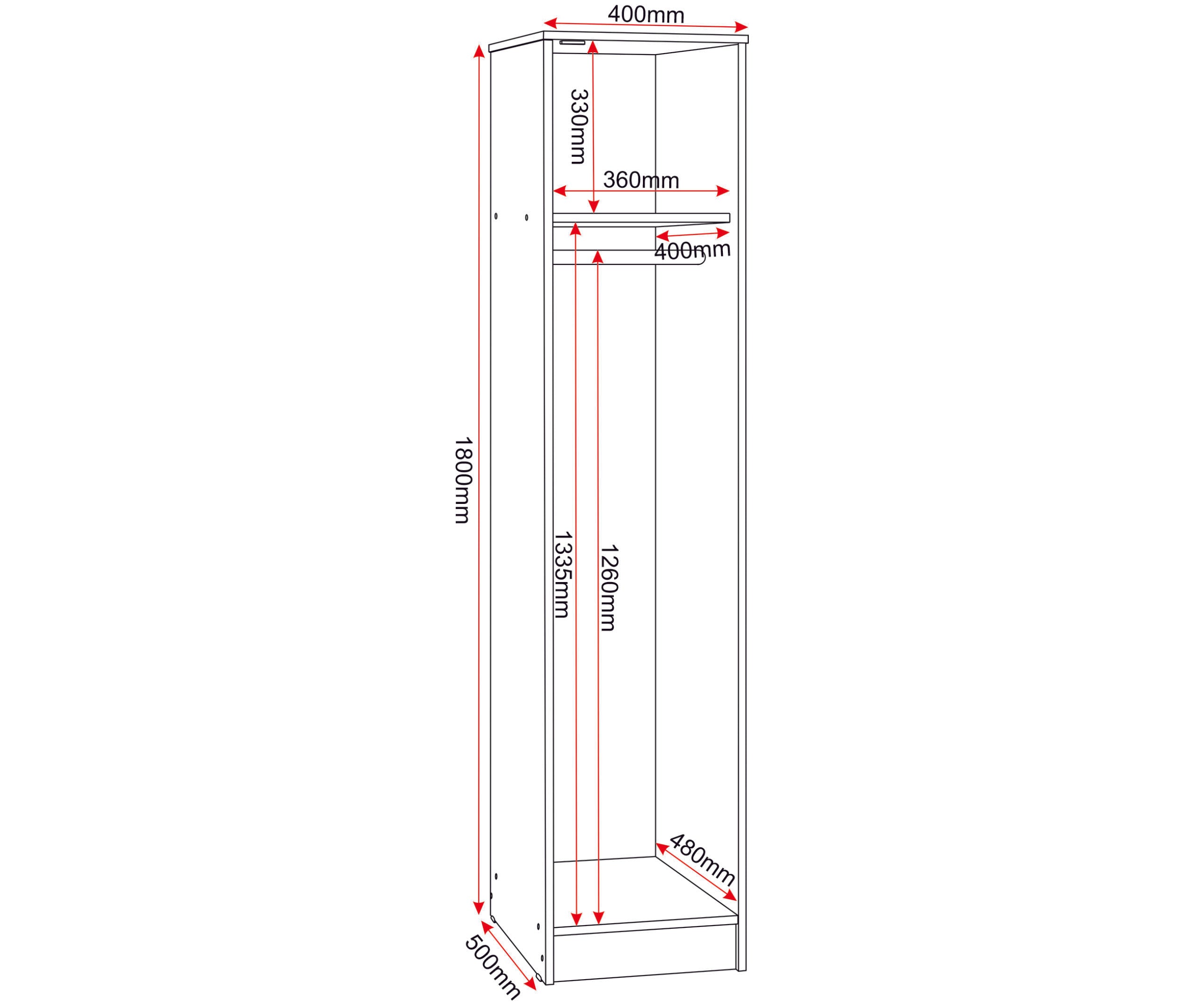 Malvern 1 Door Wardrobe - Urban Snow