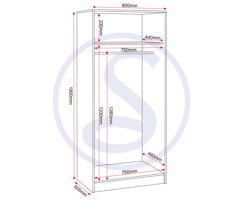 Malvern 2 Door Wardrobe - Urban Snow