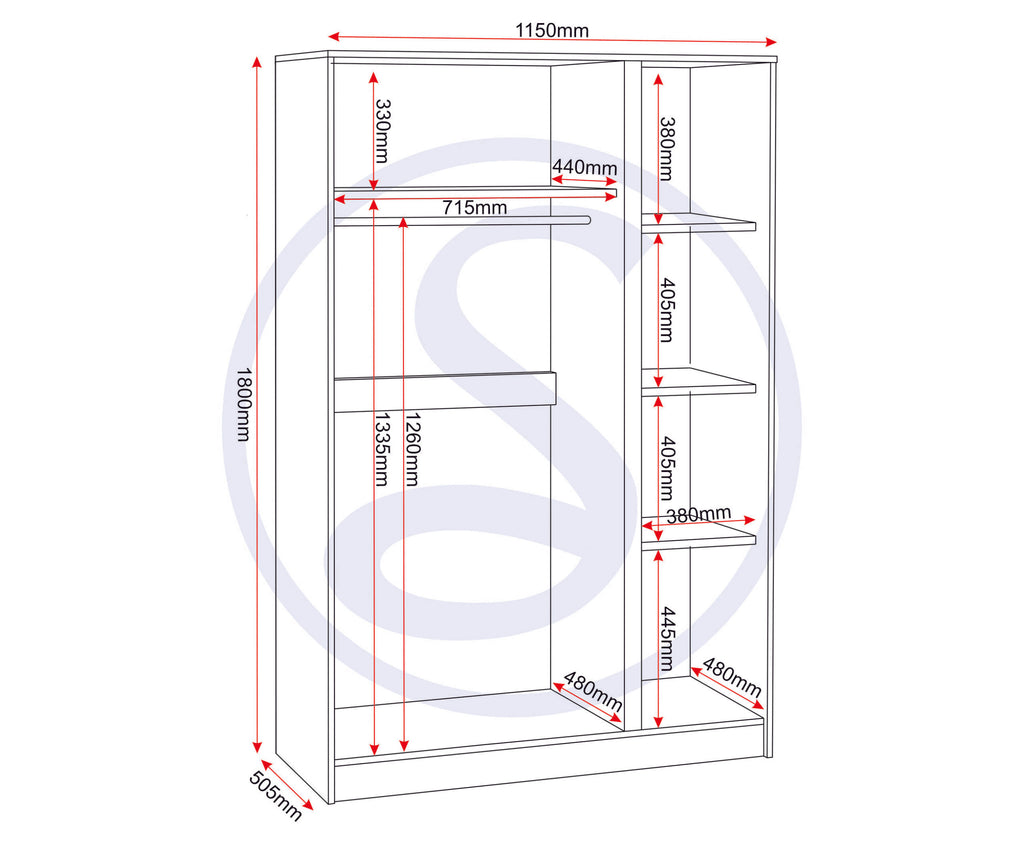 Malvern 3 Door Wardrobe - Urban Snow