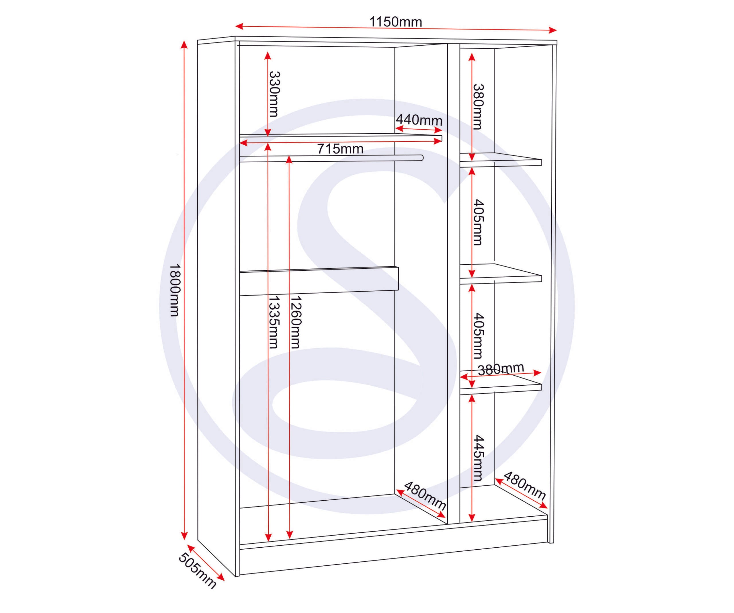 Malvern 3 Door Wardrobe - Urban Snow