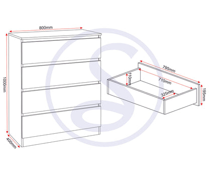 Malvern 4 Drawer Chest - White