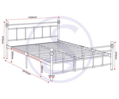 Marlborough 4'6" Bed - White/Antique Brass