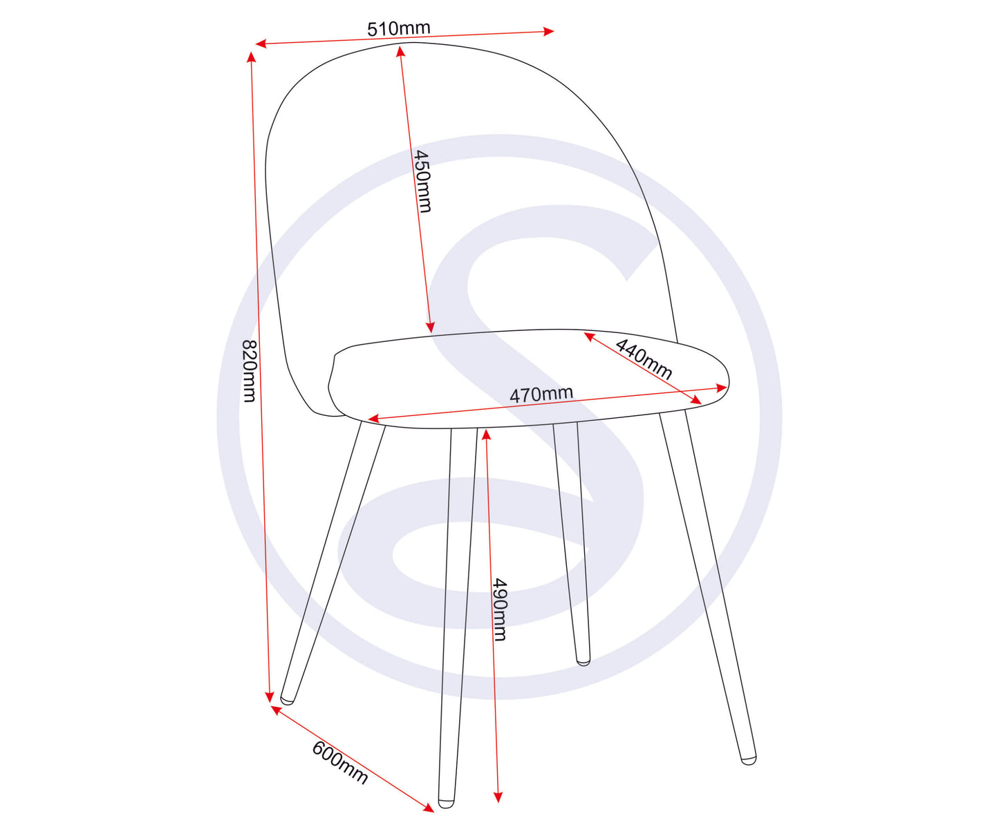 Marlow Dining Chair (X4 Per Box) - Black Velvet