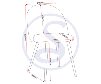 Marlow Dining Chair (X4 Per Box) - Black Velvet