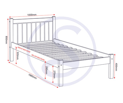 Maya 3' Bed - Distressed Waxed Pine