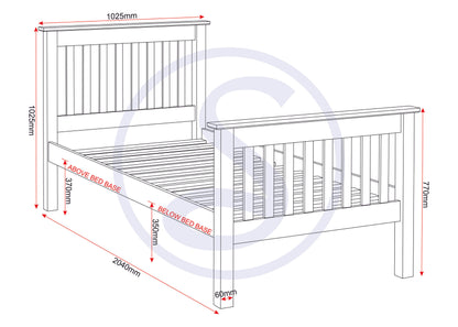 Monaco 3' High End Bed - Grey