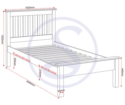 Monaco 3' Low End Bed - Dark Grey/Oak Effect