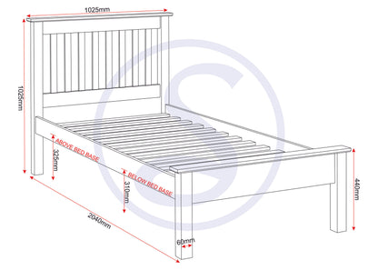 Monaco 3' Low End Bed - White