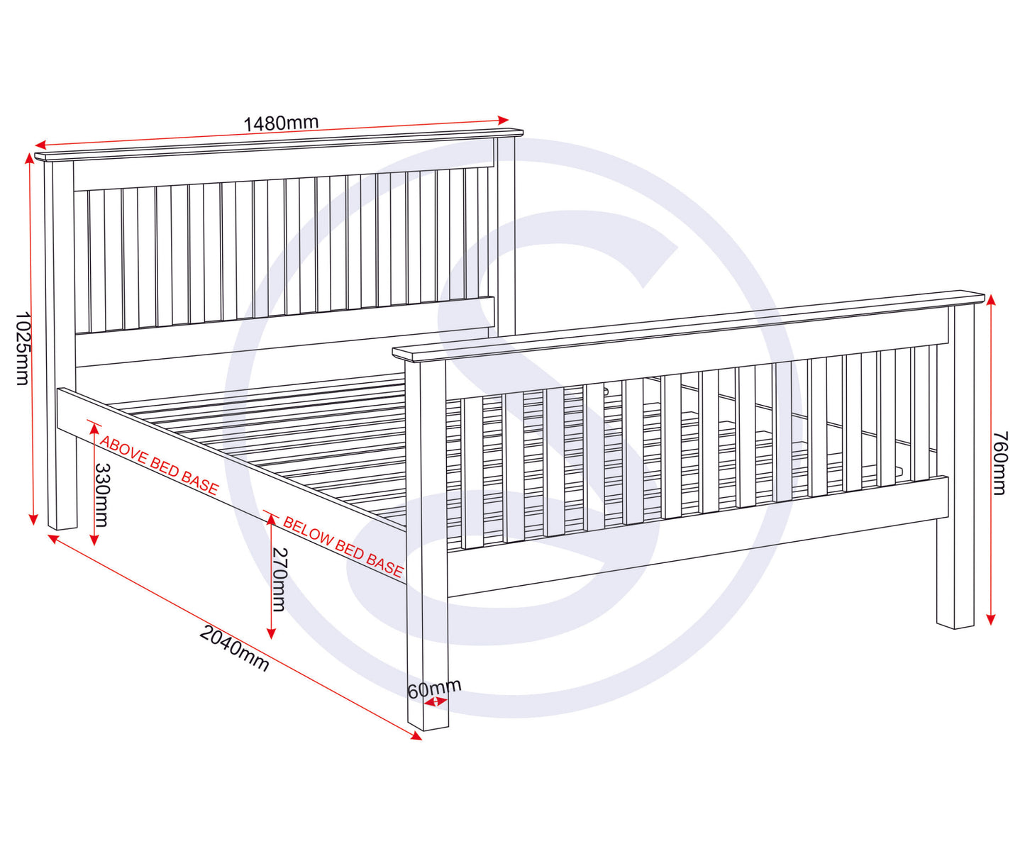 Monaco 4'6" High End Bed - Dark Grey/Oak Effect