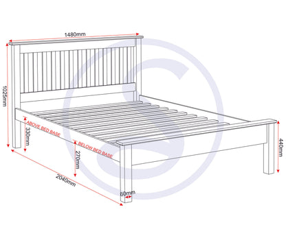Monaco 4'6" Low End Bed - Dark Grey/Oak Effect