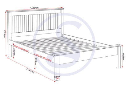 Monaco 4'6" Low End Bed - White
