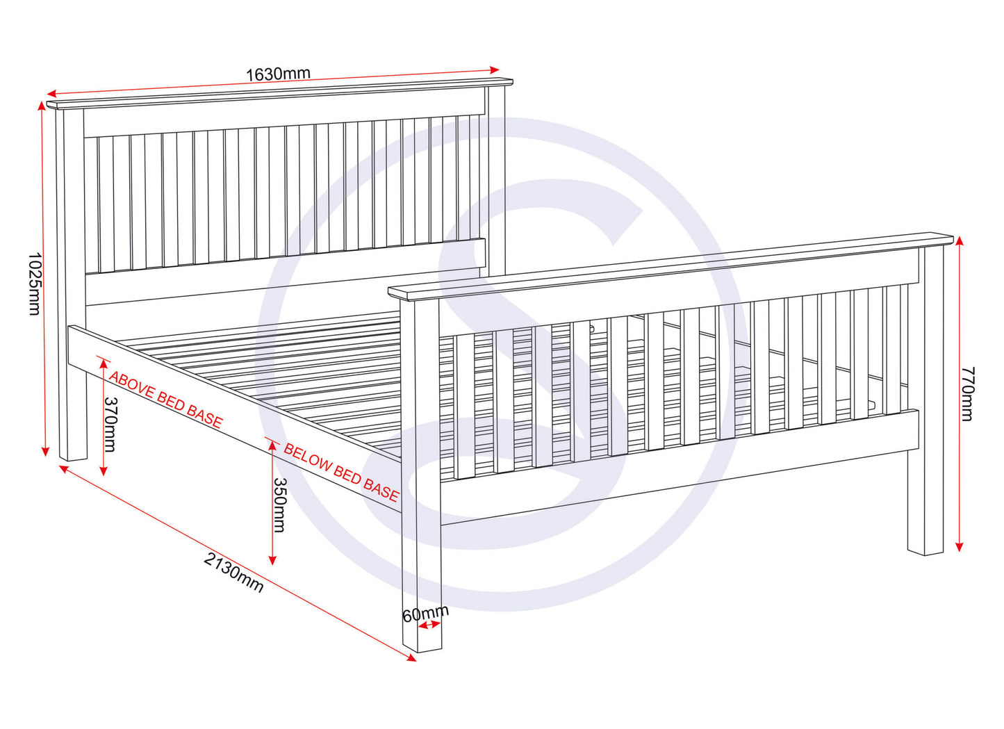 Monaco 5' High End Bed - Distressed Waxed Pine