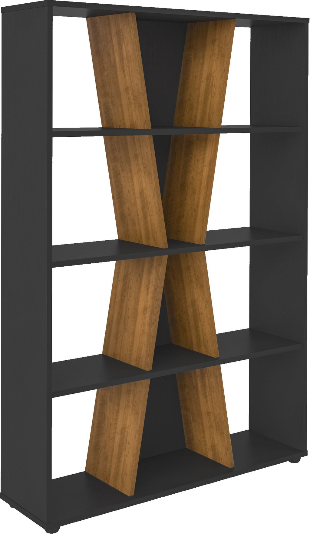 Naples Medium Bookcase - Black/Pine Effect