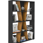 Naples Medium Bookcase - Black/Pine Effect