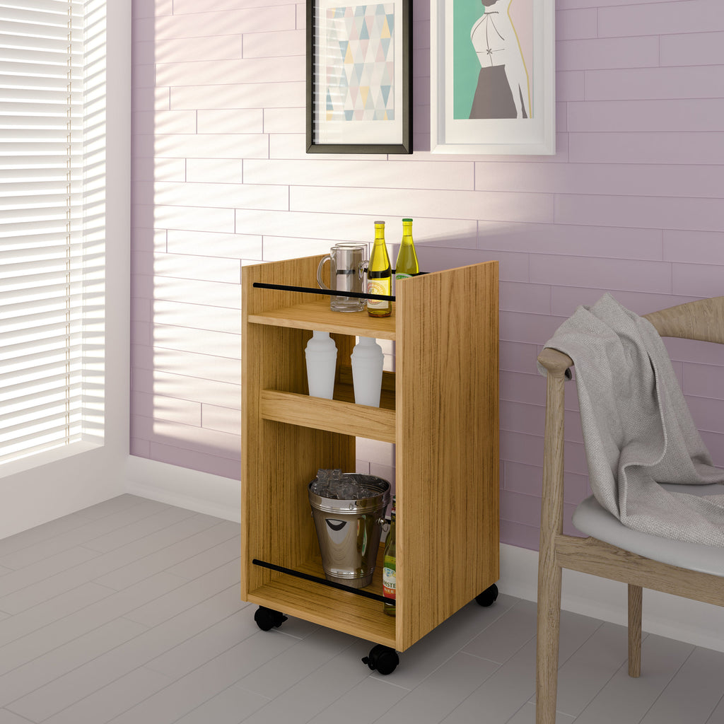 Naples Serving Cart/Side Table - Oak Effect