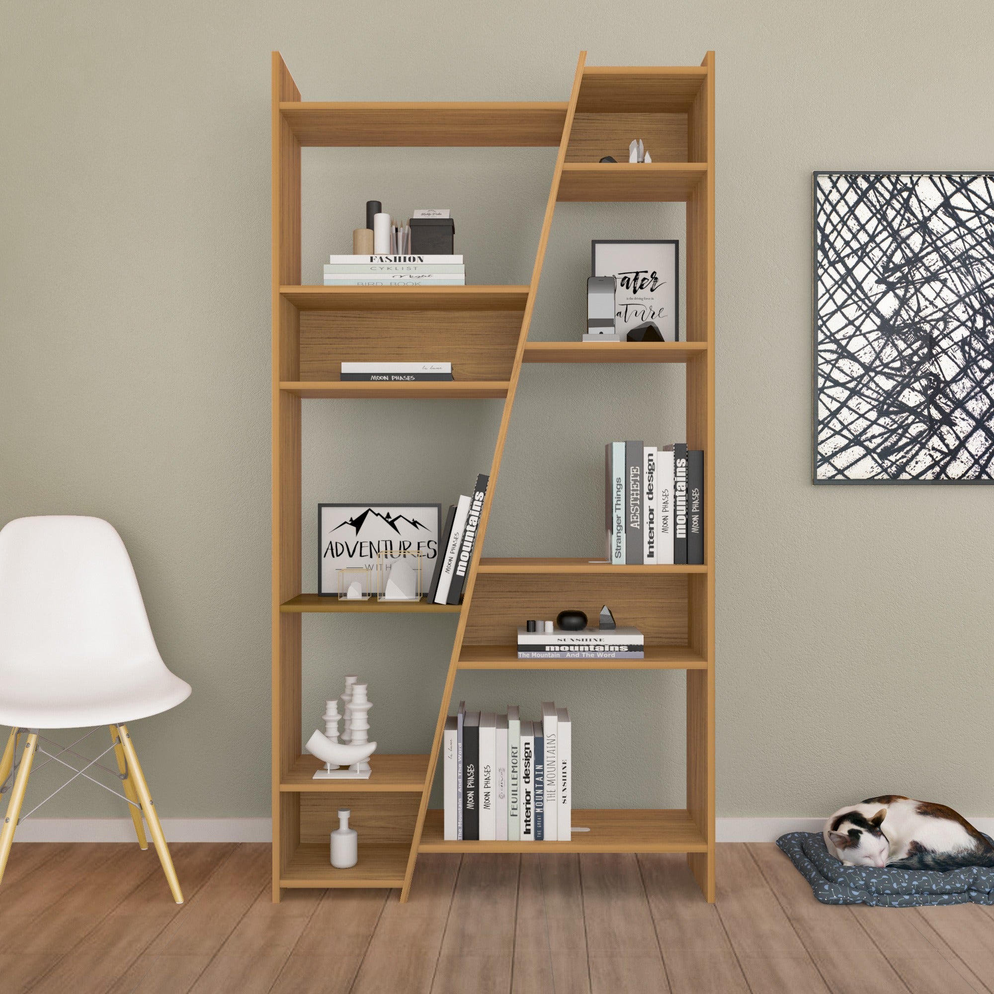 Naples Tall Bookcase - Oak Effect