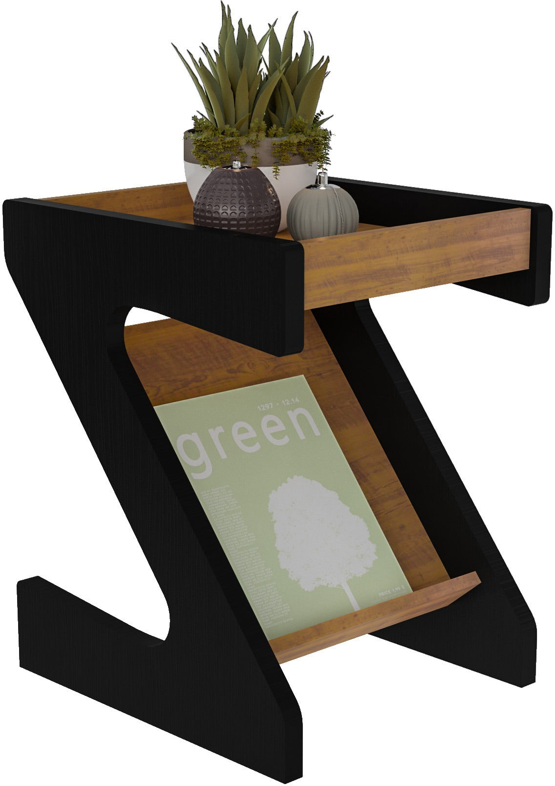 Naples Z Side Table - Black/Pine Effect