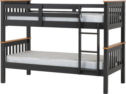 Neptune 3' Bunk Bed - Dark Grey/Oak Effect