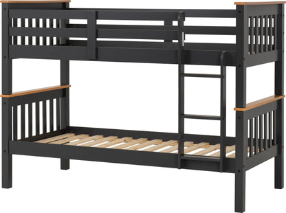 Neptune 3' Bunk Bed - Dark Grey/Oak Effect