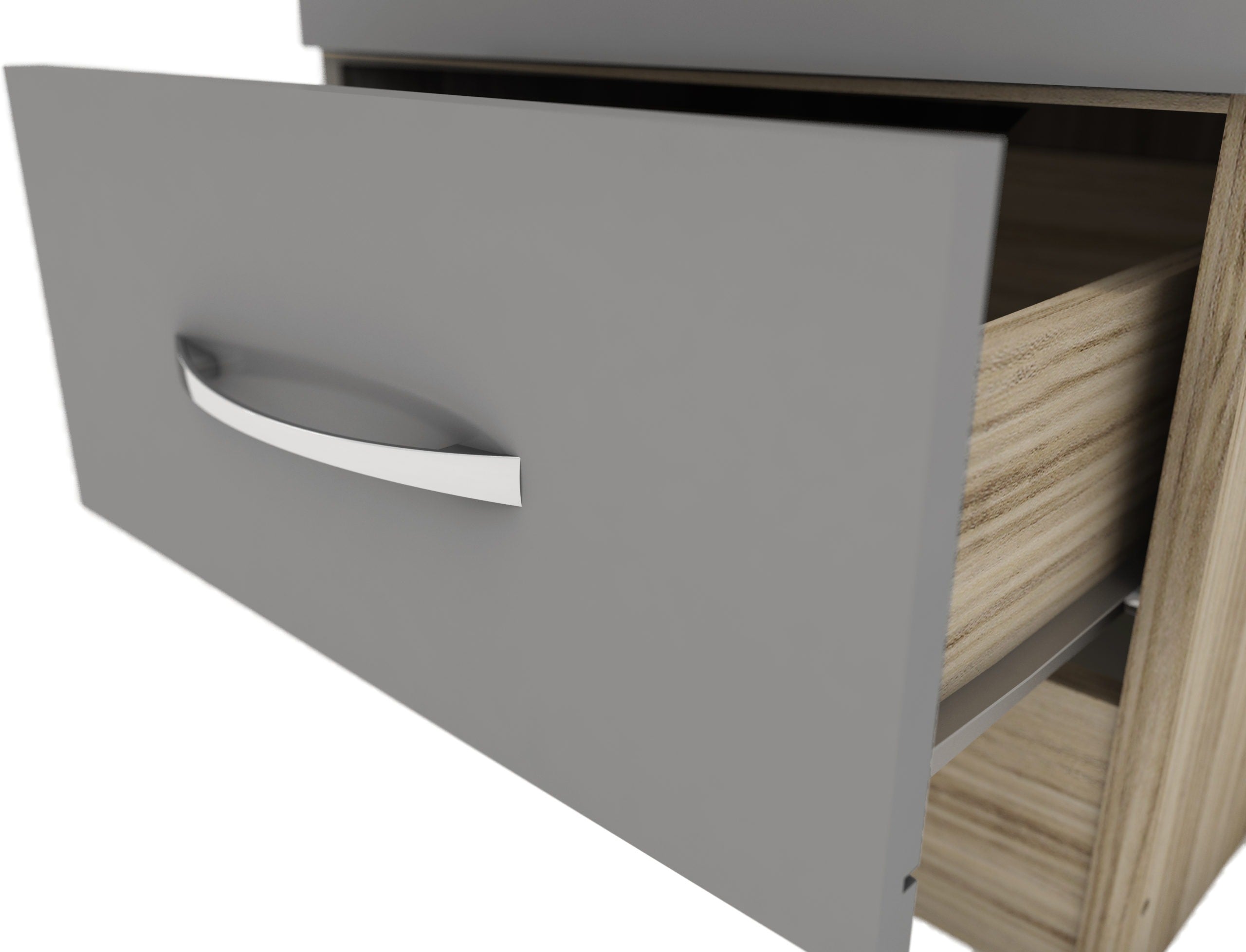 Nevada 1 Door 1 Drawer Wardrobe - Grey Gloss/Light Oak Effect Veneer