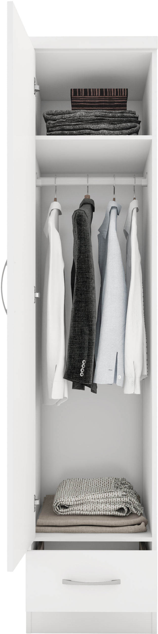 Nevada 1 Door 1 Drawer Wardrobe - White Gloss