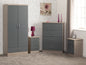 Nevada 2 Door 1 Drawer Wardrobe Bedroom Set - Grey Gloss/Light Oak Effect Veneer