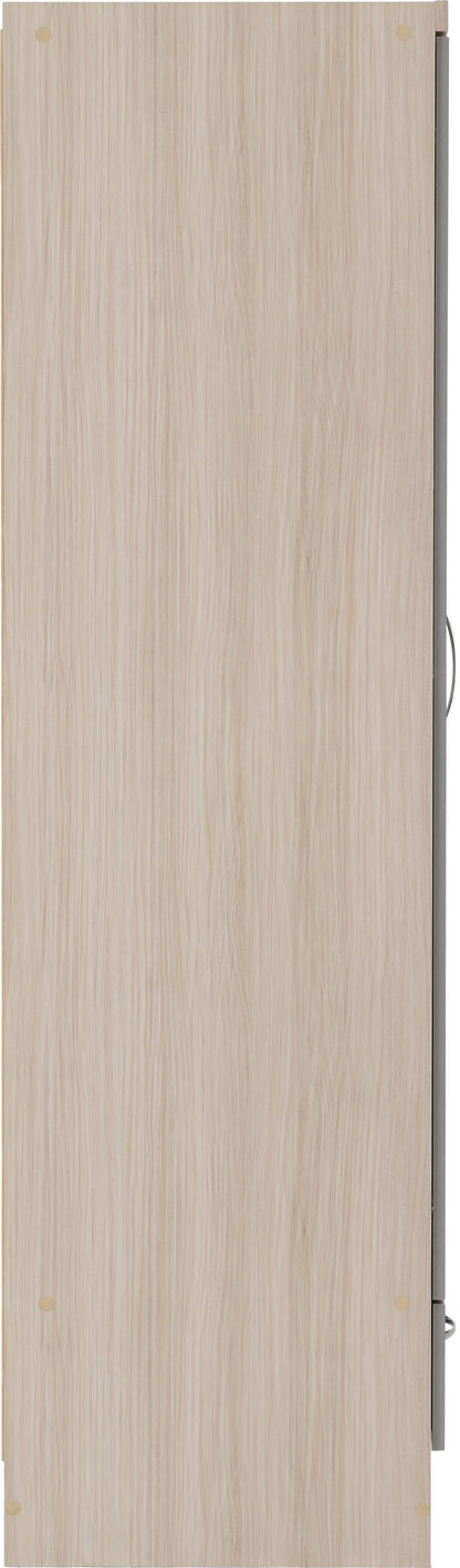 Nevada 2 Door 1 Drawer Wardrobe - Grey Gloss/Light Oak Effect Veneer