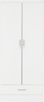 Nevada 2 Door 1 Drawer Wardrobe - White Gloss