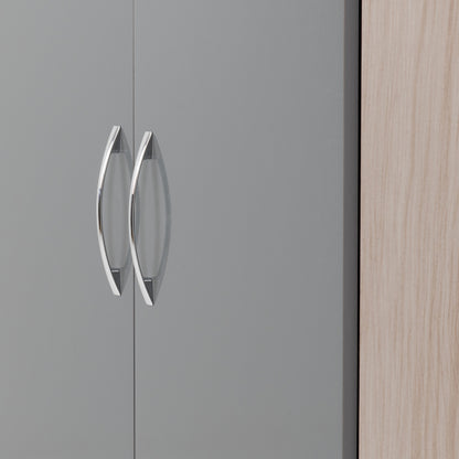 Nevada 2 Door Corner Wardrobe - Grey Gloss/Light Oak Effect Veneer