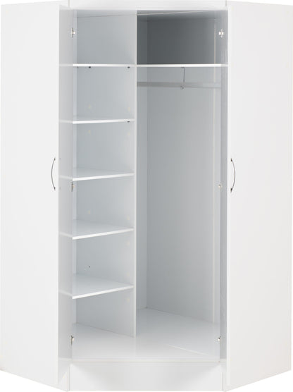 Nevada 2 Door Corner Wardrobe - White Gloss
