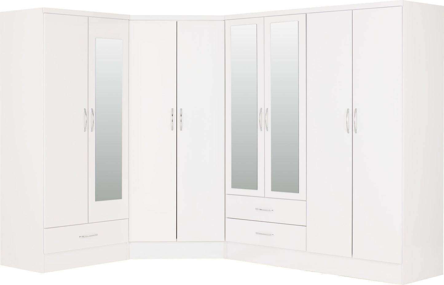 Nevada 2 Door Corner Wardrobe - White Gloss