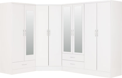 Nevada 2 Door Corner Wardrobe - White Gloss