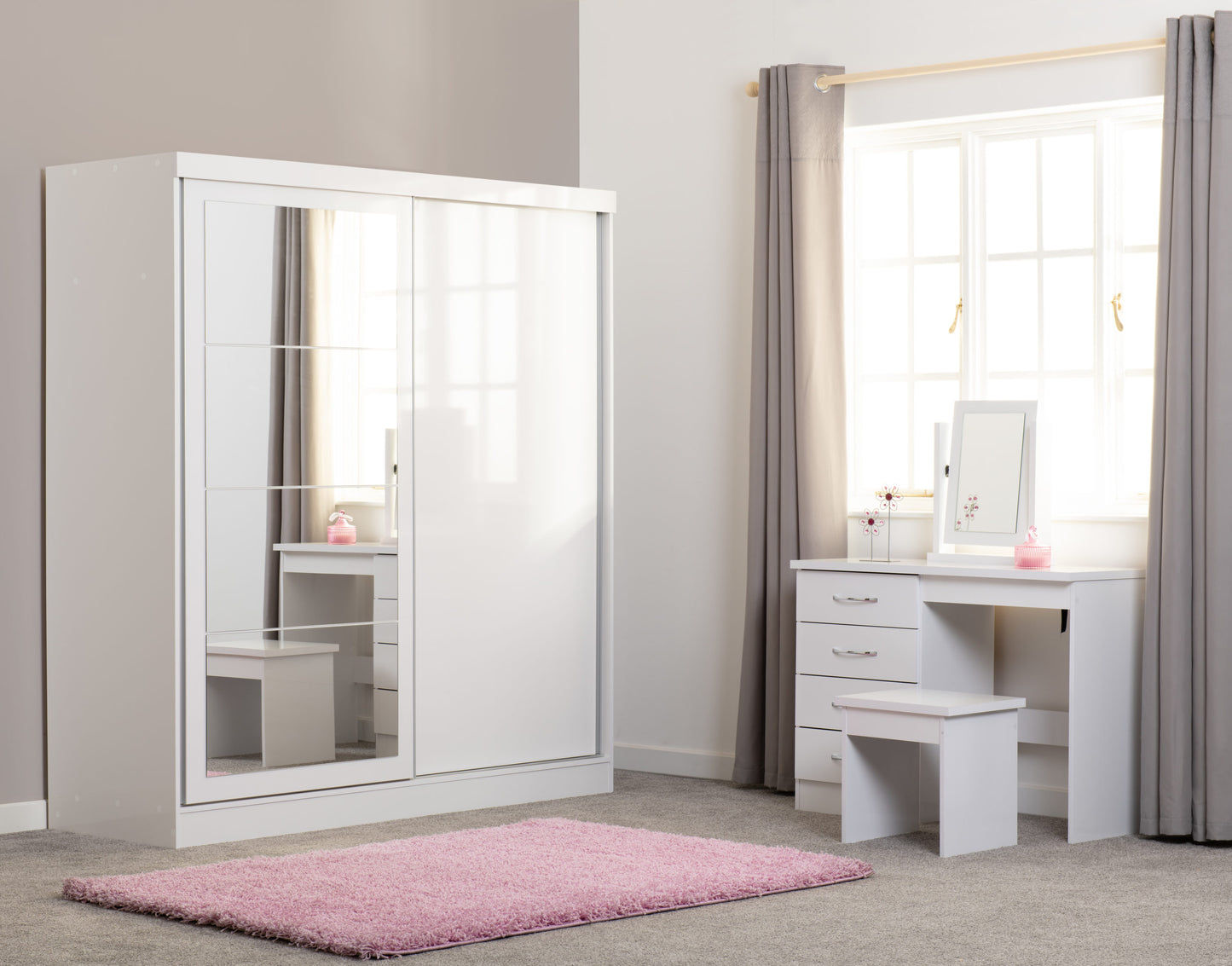 Nevada 2 Door Slider Wardrobe - White Gloss