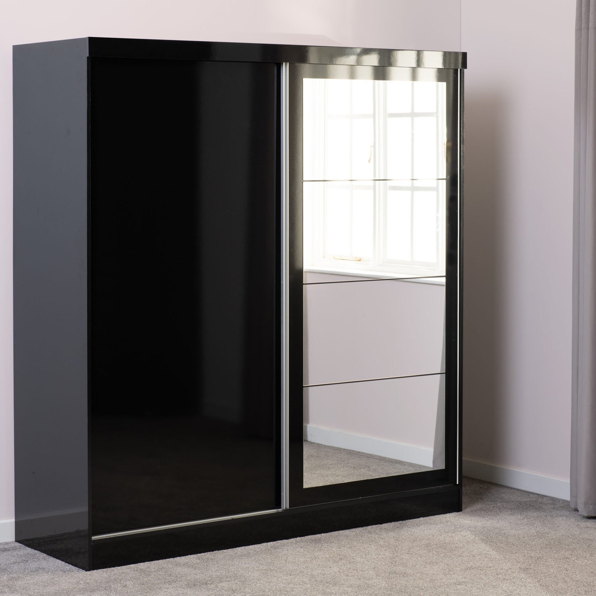 Nevada 2 Door Slider Wardrobe - Black Gloss