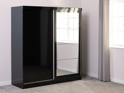 Nevada 2 Door Slider Wardrobe - Black Gloss