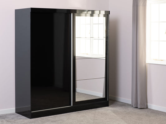 Nevada 2 Door Slider Wardrobe - Black Gloss