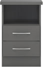 Nevada 2 Drawer Bedside - 3D Effect Grey