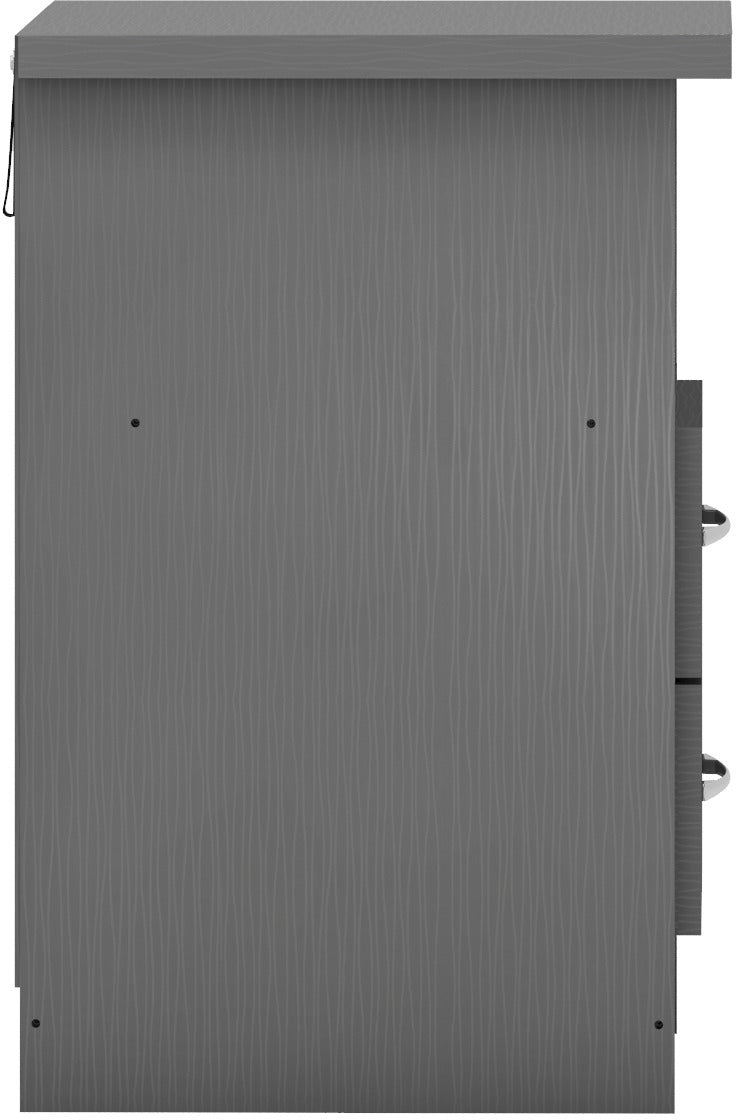 Nevada 2 Drawer Bedside - 3D Effect Grey