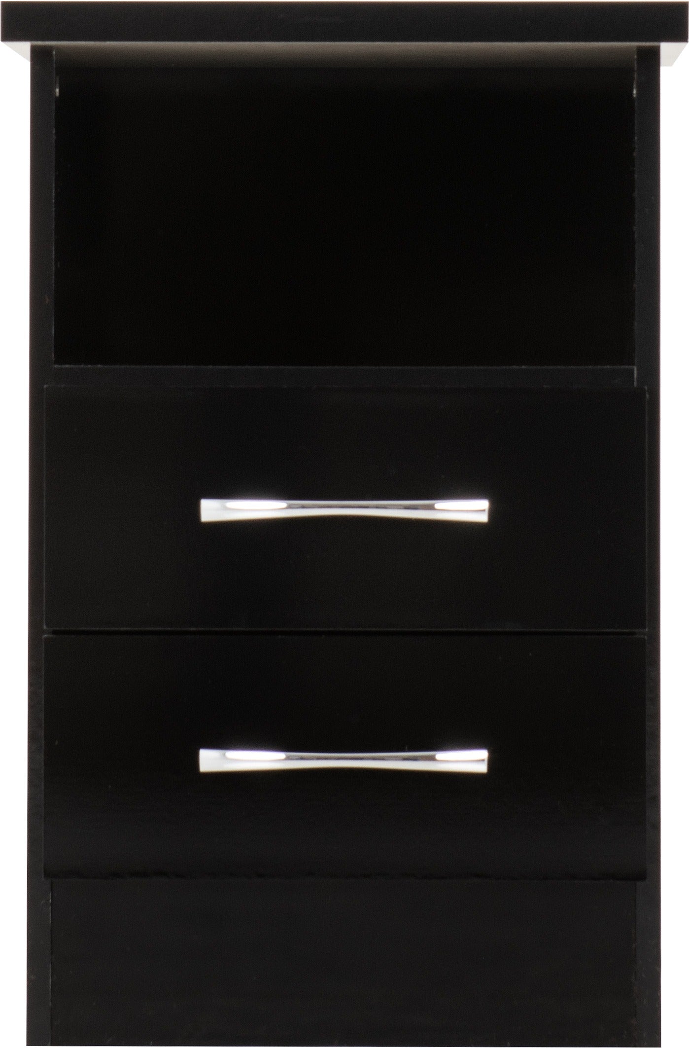 Nevada 2 Drawer Bedside - Black Gloss