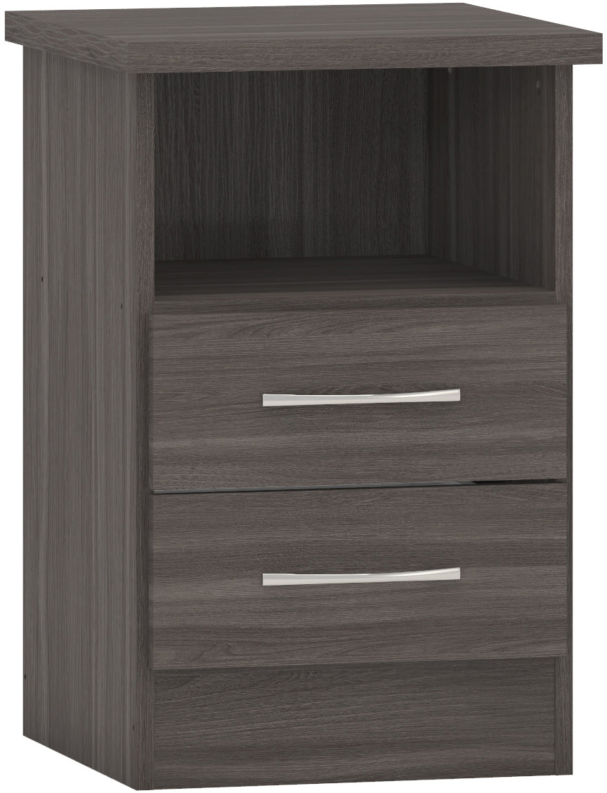 Nevada 2 Drawer Bedside - Black Wood Grain