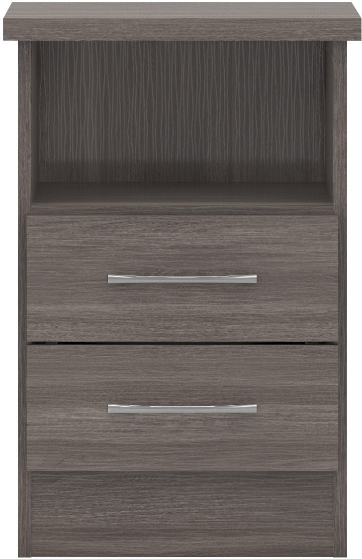Nevada 2 Drawer Bedside - Black Wood Grain
