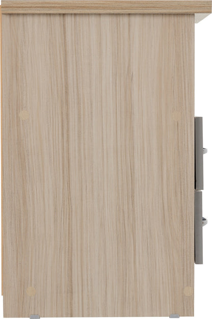 Nevada 2 Drawer Bedside - Grey Gloss/Light Oak Effect Veneer